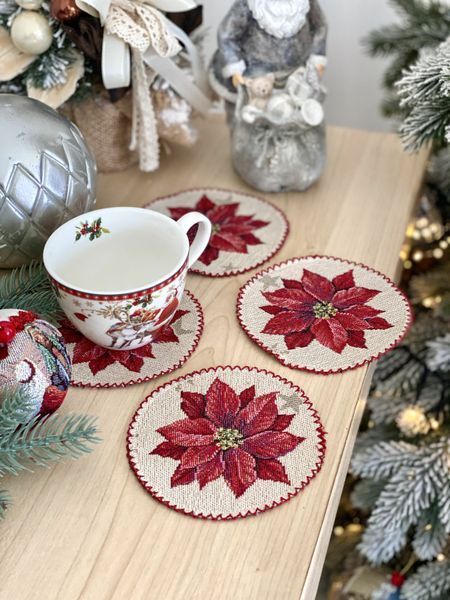 Tapestry placemat with lace RUNNER1375AZ-FN-10D, &Oslash;10, 10, 10, Round, New Year's, Golden lurex, 70% polyester, 23% cotton, 3% acrylic, 4% metal fibre, Tapestry