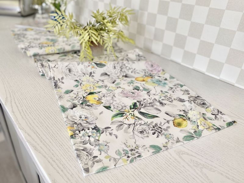 Bieżnia z wodoodporną powłoką MAITE, Prostokątny, Cytryny, Z wodoodporną powłoką, 75% bawełna, 25% poliester, Wodoodporny