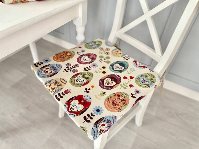 Tapestry chair cushion EDEN126, 40x40, Square, Easter, Without lurex, 75% polyester, 22% cotton, 3% acrylic