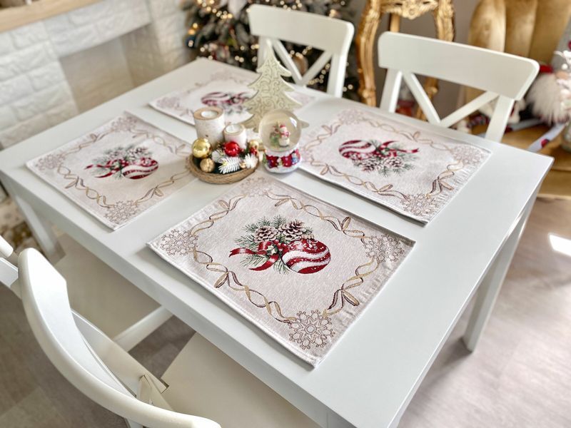 Tapestry placemat G-34278, 33х45, 45, 33, Rectangular, New Year's, With microfibre + gold lurex, 74% polyester, 23% cotton, 3% acrylic, Tapestry