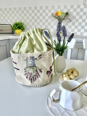 Tapestry basket with a pouch KM21 (18х30), 18x30, Round, Everyday, Without lurex, 75% polyester, 22% cotton, 3% acrylic