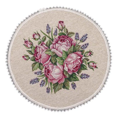 Tapestry placemat with lace ROUND1221M-25D