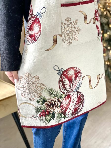 Tapestry kitchen apron ALLOVER34278, 60х85, 85, 60, New Year's, With microfibre + gold lurex, 74% polyester, 23% cotton, 3% acrylic, Tapestry
