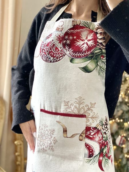 Tapestry kitchen apron ALLOVER34278, 60х85, 85, 60, New Year's, With microfibre + gold lurex, 74% polyester, 23% cotton, 3% acrylic, Tapestry