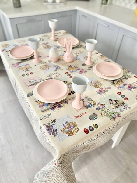 Tapestry tablecloth RUNNER666, 137х280, Rectangular, Easter, Without lurex, 75% polyester, 22% cotton, 3% acrylic