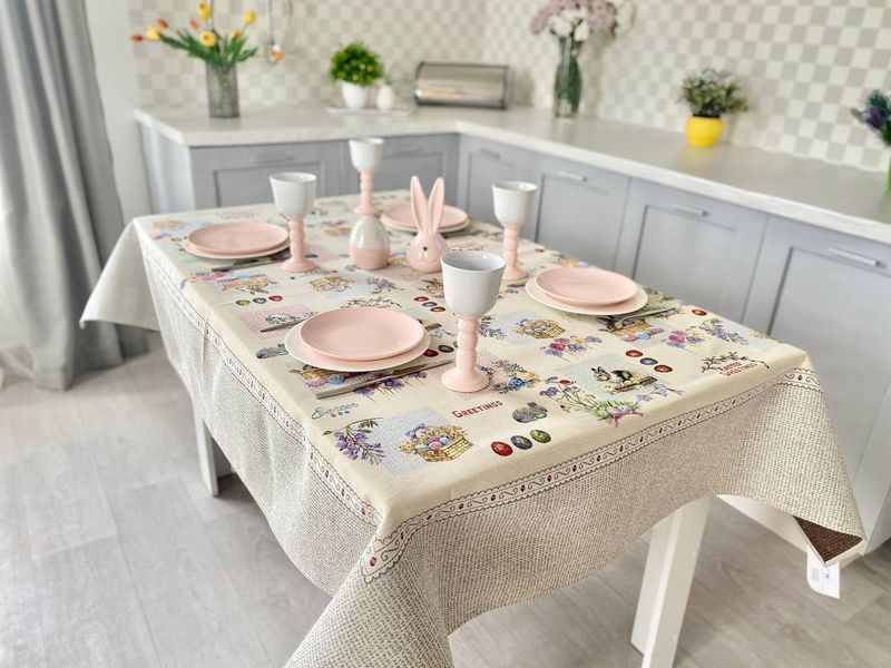 Tapestry tablecloth RUNNER666, 137х280, Rectangular, Easter, Without lurex, 75% polyester, 22% cotton, 3% acrylic