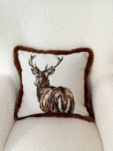 Наволочка гобеленова двостороння з хутром WOODLAND DEER-NV (45x45) WOODLAND DEER-NV фото