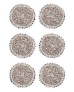 Zestaw serwetek gobelinowych z koronką RED BALLS-SET6-10D, &Oslash;10, Okrągły, Nowy Rok, Złoty lureks, 75% poliester, 22% bawełna, 3% akryl, Gobelin, 6 szt.