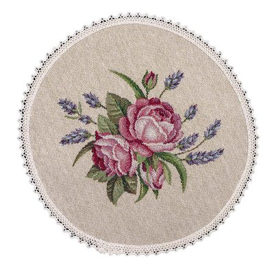 Tapestry placemat with lace ROUND1221M-20D