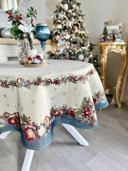 Tapestry tablecloth RUNNER1375AZ-FN, &Oslash;160, 160, 160, Round, New Year's, Golden lurex, 70% polyester, 23% cotton, 3% acrylic, 4% metal fibre, Tapestry