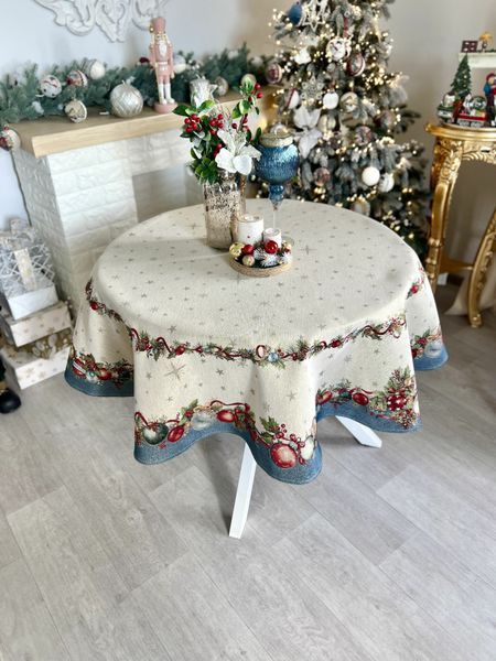 Tapestry tablecloth RUNNER1375AZ-FN, &Oslash;160, 160, 160, Round, New Year's, Golden lurex, 70% polyester, 23% cotton, 3% acrylic, 4% metal fibre, Tapestry