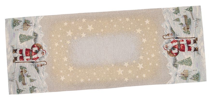 Tapestry table runner RUNNER974W Star light, 37х100, 100, 37, Rectangular, New Year's, Without lurex, 75% polyester, 22% cotton, 3% acrylic, Tapestry
