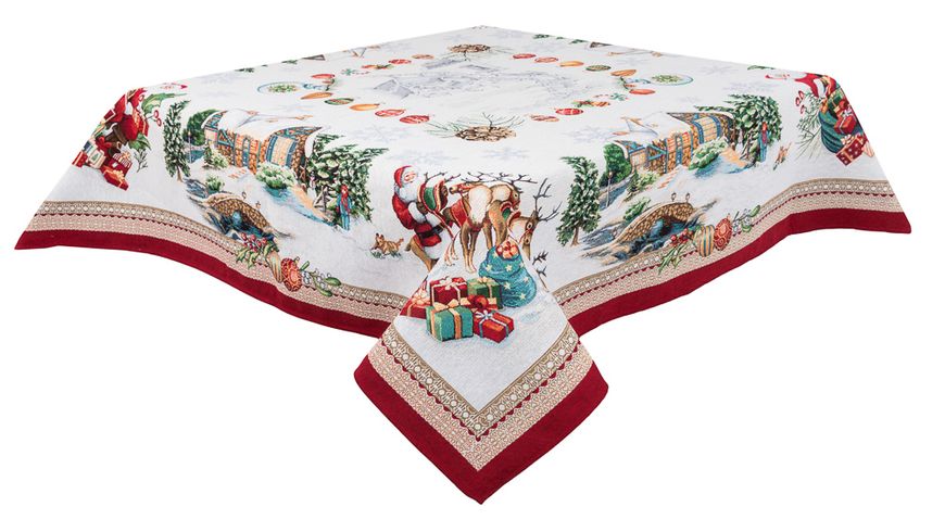 Tapestry tablecloth FROSTY, 137х137, Square, New Year's, Silver lurex, 60% polyester, 40% cotton