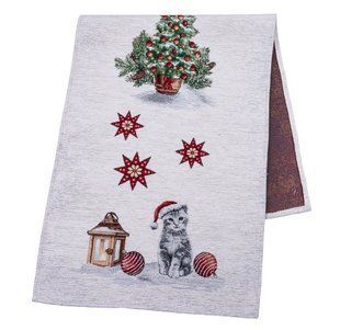 Tapestry table runner SURI, 37x100, 100, 37, Rectangular, New Year's, With microfibre + silver lurex, 40% polyester, 60% cotton, Tapestry