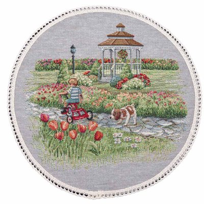Tapestry placemat with lace ROUND1178M-25D