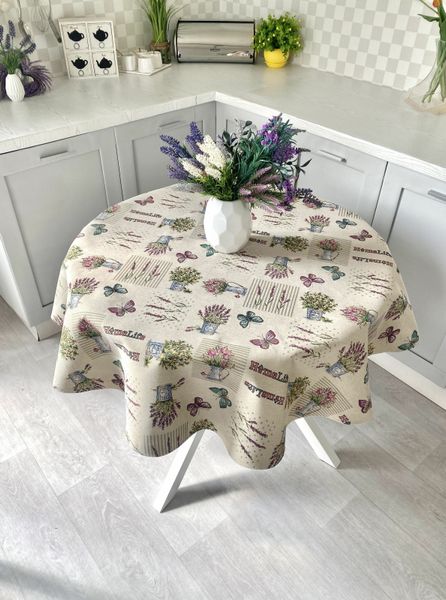 Tapestry tablecloth SKG21, Ø240, Round, Everyday, 75% polyester, 22% cotton, 3% acrylic