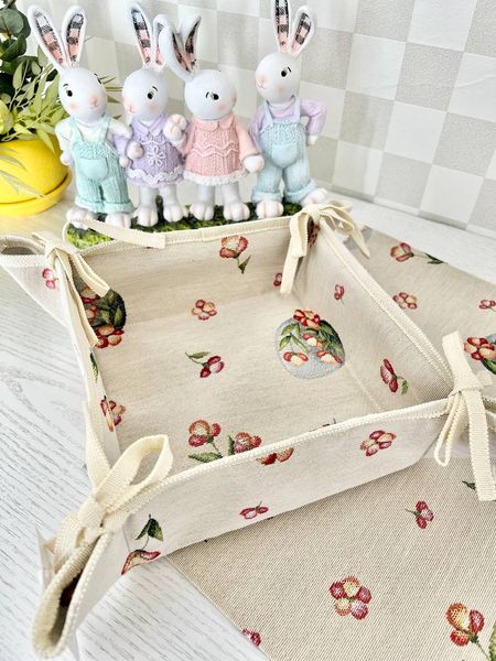 Tapestry bread basket EDEN655, 20x20x8, Square, Easter, Without lurex, 75% polyester, 22% cotton, 3% acrylic