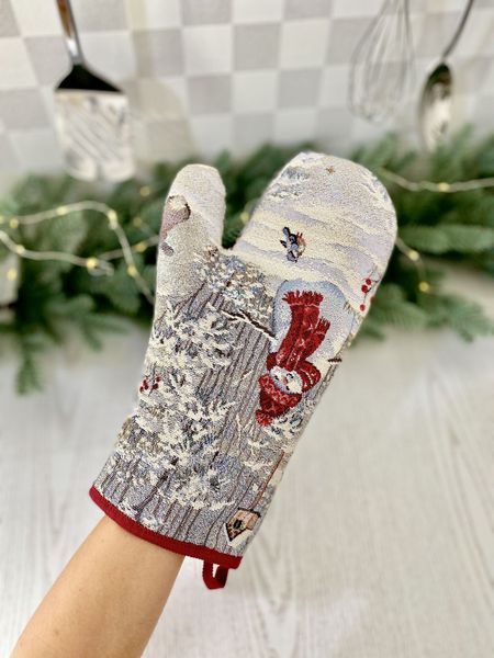 Tapestry oven mitten EDEN854, 17х30, 30, 17, New Year's, Silver lurex, 70% polyester, 23% cotton, 3% acrylic, 4% metal fibre, Tapestry