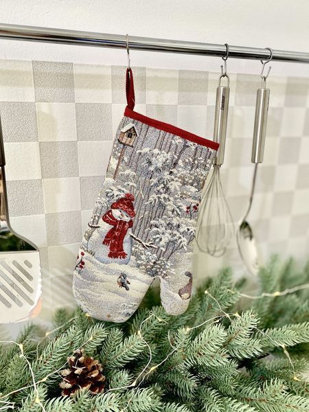 Tapestry oven mitten EDEN854, 17х30, 30, 17, New Year's, Silver lurex, 70% polyester, 23% cotton, 3% acrylic, 4% metal fibre, Tapestry