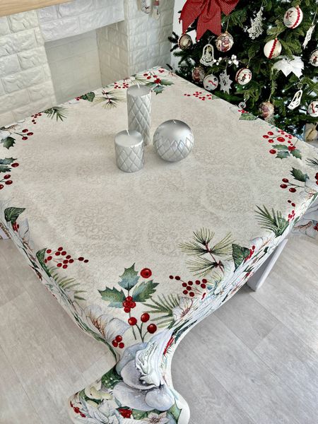 Tapestry tablecloth OTILIA, 137х137, Square, New Year's, Silver lurex, 59% polyester, 24% acrylic, 17% cotton