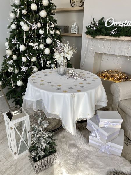 Tablecloth made of mesh SKVN014, 135x135, Square, New Year's, Embroidery, 100% polyester