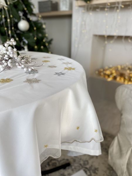 Tablecloth made of mesh SKVN014, 135x135, Square, New Year's, Embroidery, 100% polyester