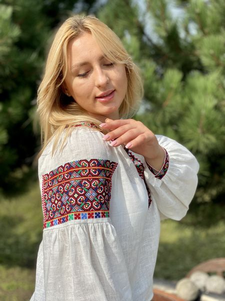 Women's embroidered shirt with coloured threads SVZH1, M, 100% linen, Women