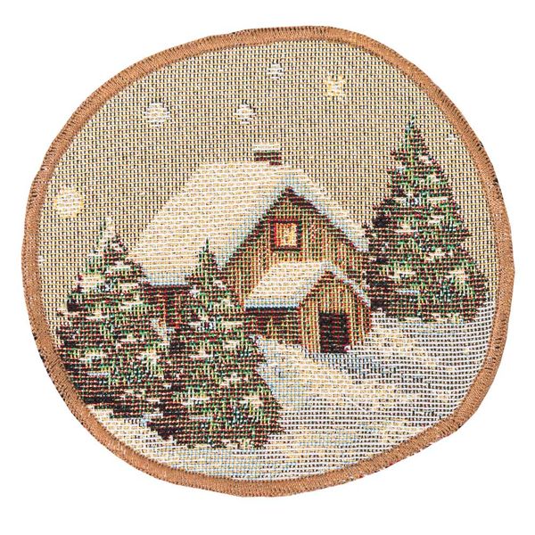 Set of 4 pcs. of toys for the Christmas tree ROUND740-SET4-7D "Night in the Mountains", Ø7, Round, New Year's, Golden lurex, 75% polyester, 22% cotton, 3% acrylic