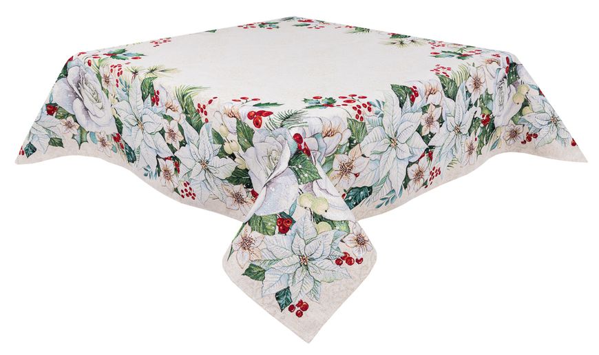 Tapestry tablecloth OTILIA, 137х137, Square, New Year's, Silver lurex, 59% polyester, 24% acrylic, 17% cotton