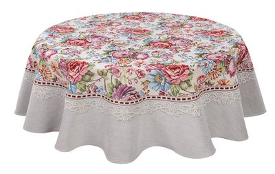 Tapestry tablecloth ROUND1186, Ø160, Round, Casual, Without lurex, 75% polyester, 22% cotton, 3% acrylic