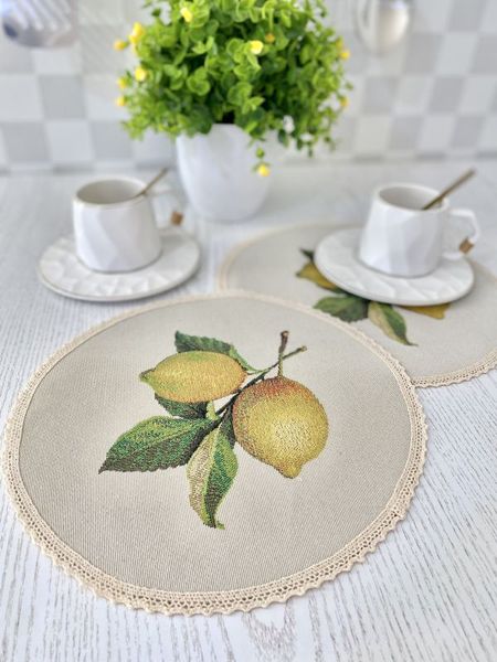 Tapestry placemat with lace ROUND003M-30D