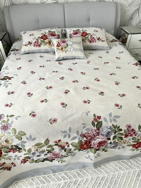 Narzuta gobelinowa + 3 poszewki na poduszki HOLI02, 275x305, Prostokątny, Zwykły, Bez lureksu, 75% poliester, 22% bawełna, 3% akryl
