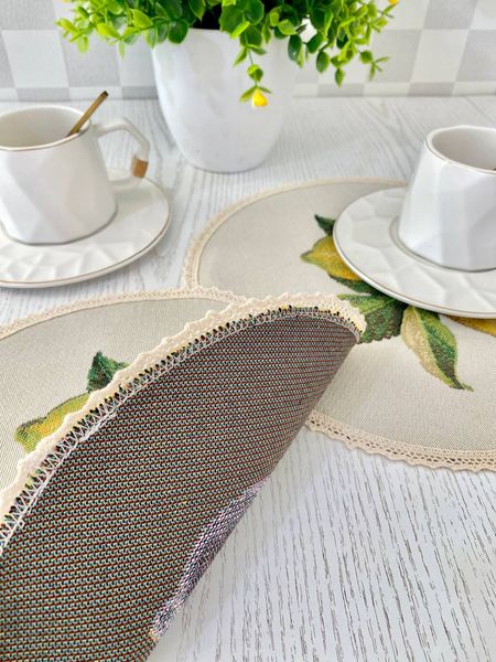 Tapestry placemat with lace ROUND003M-30D
