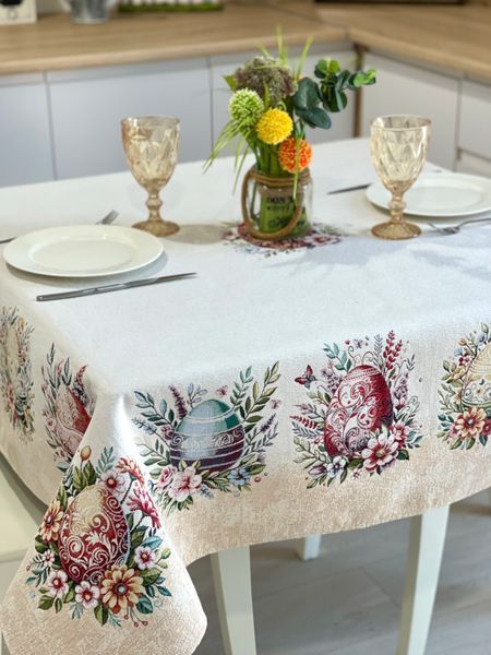 Tapestry tablecloth G-35242, 137х137, 137, 137, Square, Easter, With microfibre, 74% polyester, 23% cotton, 3% acrylic, Tapestry