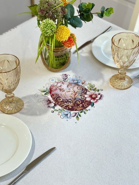 Tapestry tablecloth G-35242, 137х137, 137, 137, Square, Easter, With microfibre, 74% polyester, 23% cotton, 3% acrylic, Tapestry