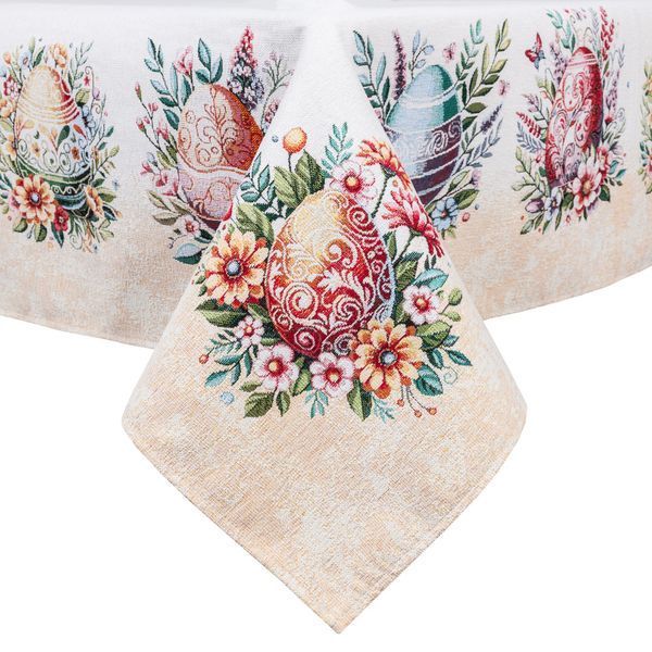 Tapestry tablecloth G-35242, 137х137, 137, 137, Square, Easter, With microfibre, 74% polyester, 23% cotton, 3% acrylic, Tapestry