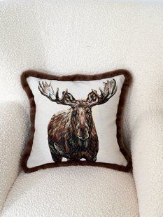 Наволочка гобеленова двостороння з хутром WOODLAND MOOSE-NV (45x45) WOODLAND MOOSE-NV фото