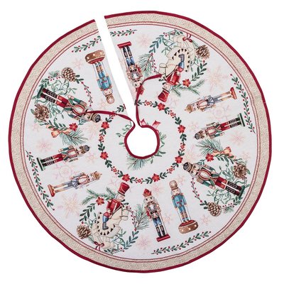 Tapestry Christmas tree skirt CASCANUECES, Ø90, Round, New Year's, With microfibre + silver lurex, 65% polyester, 30% cotton, 5% lurex
