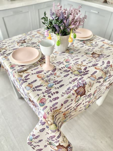 Tapestry tablecloth EDEN1018B, 137x260, Rectangular, Easter, Without lurex, 75% polyester, 22% cotton, 3% acrylic