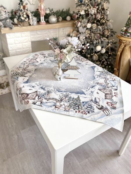 Tapestry tablecloth G-34398, 97х100, 100, 97, Square, New Year's, With microfibre, 74% polyester, 23% cotton, 3% acrylic, Tapestry