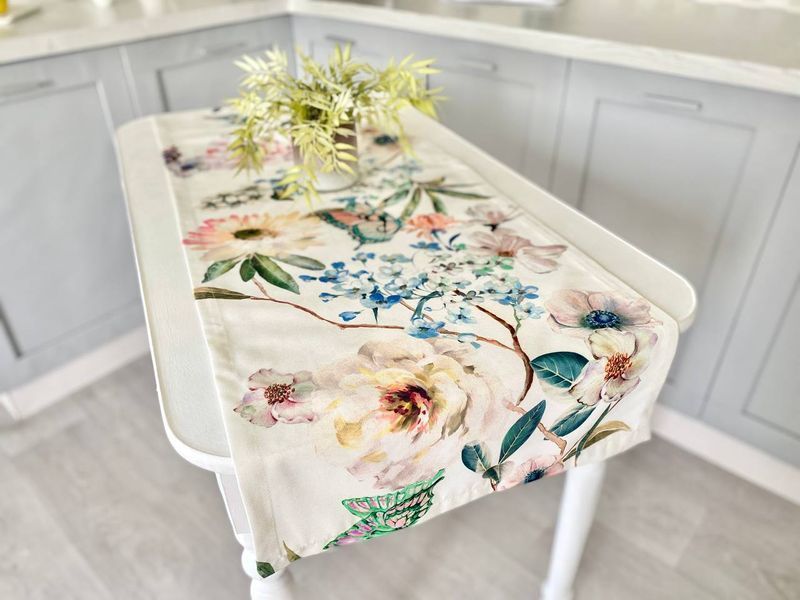Bieżnia z wodoodporną powłoką MANTEL NAPOLES, 45x136, Prostokątny, Kwiatowy, Z wodoodporną powłoką, 75% bawełna, 25% poliester, Wodoodporny