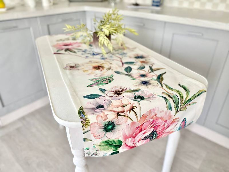 Bieżnia z wodoodporną powłoką MANTEL NAPOLES, 45x136, Prostokątny, Kwiatowy, Z wodoodporną powłoką, 75% bawełna, 25% poliester, Wodoodporny