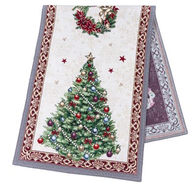 Tapestry table runner RABETO, 45x140, Rectangular, New Year's, Without lurex, with microfibre, 75% polyester, 22% cotton, 3% acrylic