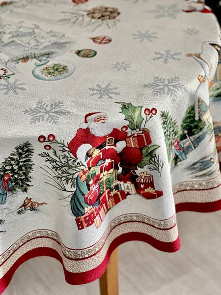 Tapestry tablecloth FROSTY-160D, Ø160, Round, New Year's, Silver lurex, 60% polyester, 40% cotton