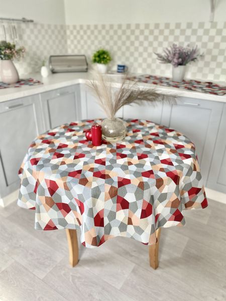 Tapestry tablecloth GEO167, Ø200, Round, Everyday, Without lurex, 75% polyester, 22% cotton, 3% acrylic