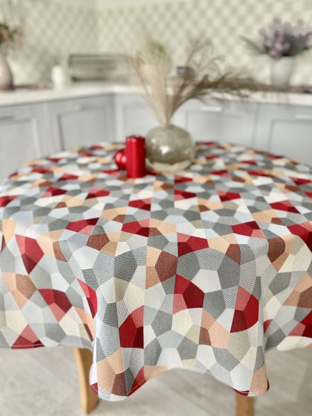 Tapestry tablecloth GEO167, Ø200, Round, Everyday, Without lurex, 75% polyester, 22% cotton, 3% acrylic