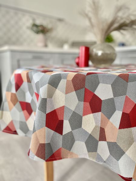 Tapestry tablecloth GEO167, Ø200, Round, Everyday, Without lurex, 75% polyester, 22% cotton, 3% acrylic