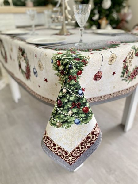 Tapestry tablecloth RABETO, 137х137, Square, New Year's, Without lurex, with microfibre, 75% polyester, 22% cotton, 3% acrylic