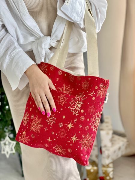 Tapestry shopping bag ADHARA-SM36, 36х36, 36, 36, Square, New Year's, Golden lurex, 60% polyester, 40% cotton, Tapestry