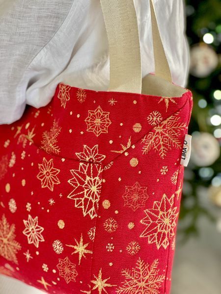 Tapestry shopping bag ADHARA-SM36, 36х36, 36, 36, Square, New Year's, Golden lurex, 60% polyester, 40% cotton, Tapestry